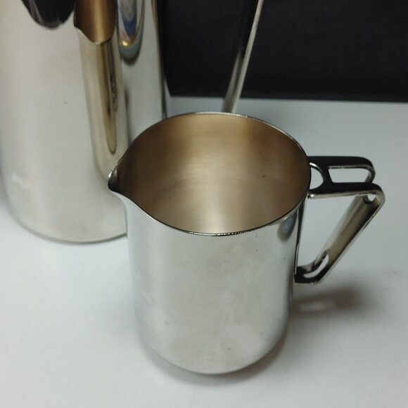 Vtg Art Deco Style Coffee Pot Server with Creamer Silver Plated (no sugar bowl) - Picture 3 of 5